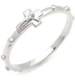 ANGIEHAIE Junot USA Catholic Unisex Rosary Ring with Crucifix Stainless Steel (5.0) $11.98 Rings