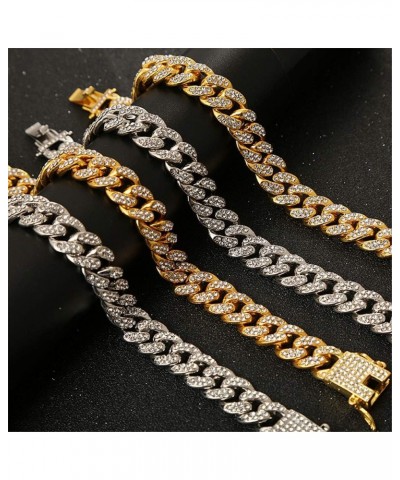 Cuban Link Iced Out Rhinestone Filled Chain Anklet, 18K Gold/White Gold Plated Punk Hip-hop Ankle Bracelets for Women 12mm-go...