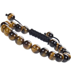 Natural Healing Power Gemstone Crystal Beads Unisex Adjustable Macrame Bracelets Yellow Tiger Eye 8mm $14.45 Bracelets