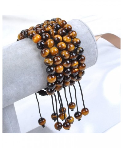 Natural Healing Power Gemstone Crystal Beads Unisex Adjustable Macrame Bracelets Yellow Tiger Eye 8mm $14.45 Bracelets