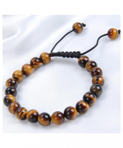 Natural Healing Power Gemstone Crystal Beads Unisex Adjustable Macrame Bracelets Yellow Tiger Eye 8mm $14.45 Bracelets