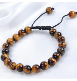 Natural Healing Power Gemstone Crystal Beads Unisex Adjustable Macrame Bracelets Yellow Tiger Eye 8mm $14.45 Bracelets