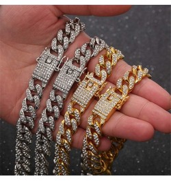 Cuban Link Iced Out Rhinestone Filled Chain Anklet, 18K Gold/White Gold Plated Punk Hip-hop Ankle Bracelets for Women 12mm-go...