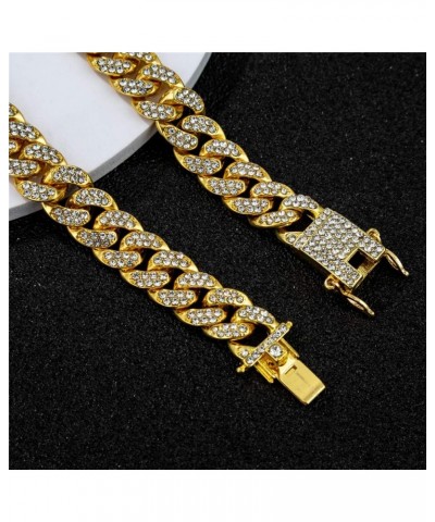 Cuban Link Iced Out Rhinestone Filled Chain Anklet, 18K Gold/White Gold Plated Punk Hip-hop Ankle Bracelets for Women 12mm-go...