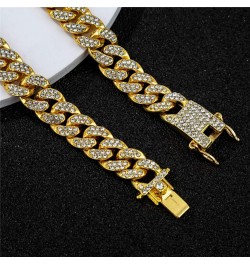 Cuban Link Iced Out Rhinestone Filled Chain Anklet, 18K Gold/White Gold Plated Punk Hip-hop Ankle Bracelets for Women 12mm-go...