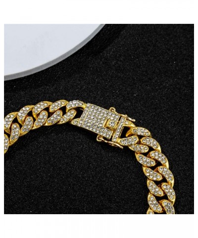 Cuban Link Iced Out Rhinestone Filled Chain Anklet, 18K Gold/White Gold Plated Punk Hip-hop Ankle Bracelets for Women 12mm-go...