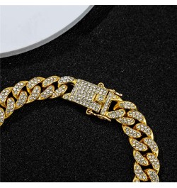 Cuban Link Iced Out Rhinestone Filled Chain Anklet, 18K Gold/White Gold Plated Punk Hip-hop Ankle Bracelets for Women 12mm-go...