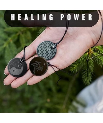 Shungite Stone Pendant - Shungite Stone Anxiety Necklace for Men & Women, Chakra Stone Necklaces for Men, Healing Crystals Pe...