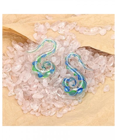 2pcs Glass Spiral Tapers Plugs Twist Stretchers Earrings Stretching Piercings Jewelry Gauges 8g-14mm green blue 2g(6mm) $9.51...