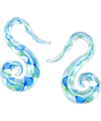 2pcs Glass Spiral Tapers Plugs Twist Stretchers Earrings Stretching Piercings Jewelry Gauges 8g-14mm green blue 2g(6mm) $9.51...