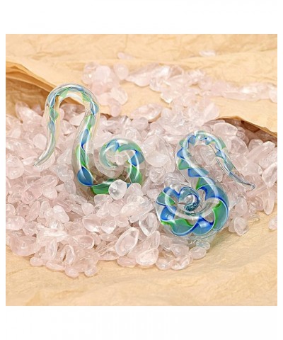 2pcs Glass Spiral Tapers Plugs Twist Stretchers Earrings Stretching Piercings Jewelry Gauges 8g-14mm green blue 2g(6mm) $9.51...