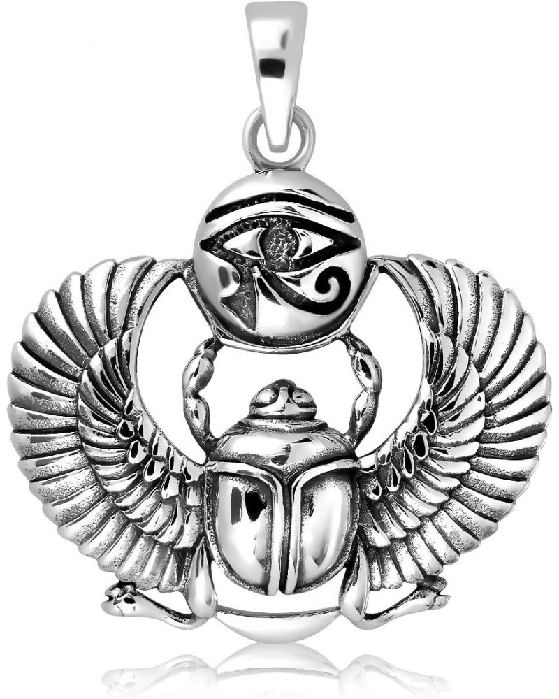 WithLoveSilver 925 Sterling Silver Ancient Egyptian Scarab Eye of Horus Symbol of Protection Pendant $21.07 Pendants