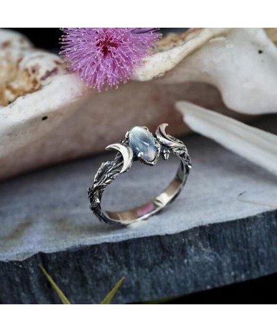 Moonstone Triple Goddess Wicca Retro Ring - Size 9 $9.87 Rings