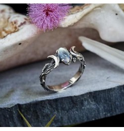 Moonstone Triple Goddess Wicca Retro Ring - Size 9 $9.87 Rings