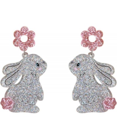 Easter Bunny Earrings for Women Girls Unique Glitter Cute Acrylic Egg Rabbit Lightweight Dangle Drop Earrings Easter Holiday ...