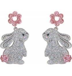 Easter Bunny Earrings for Women Girls Unique Glitter Cute Acrylic Egg Rabbit Lightweight Dangle Drop Earrings Easter Holiday ...