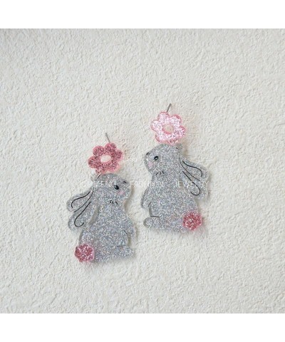 Easter Bunny Earrings for Women Girls Unique Glitter Cute Acrylic Egg Rabbit Lightweight Dangle Drop Earrings Easter Holiday ...