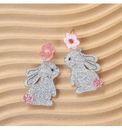 Easter Bunny Earrings for Women Girls Unique Glitter Cute Acrylic Egg Rabbit Lightweight Dangle Drop Earrings Easter Holiday ...