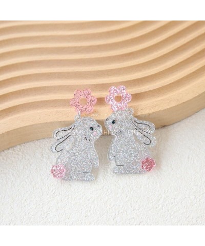 Easter Bunny Earrings for Women Girls Unique Glitter Cute Acrylic Egg Rabbit Lightweight Dangle Drop Earrings Easter Holiday ...