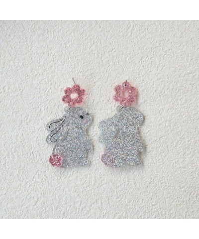 Easter Bunny Earrings for Women Girls Unique Glitter Cute Acrylic Egg Rabbit Lightweight Dangle Drop Earrings Easter Holiday ...