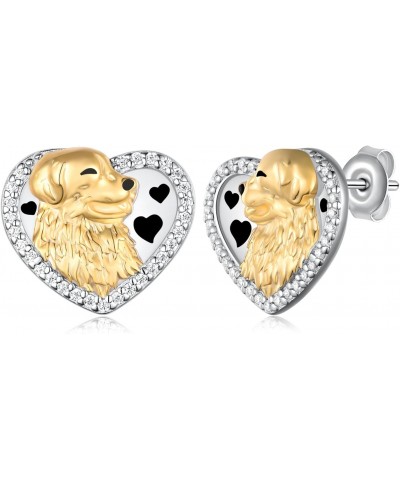 Golden Retriever Earrings for Women 925 Sterling Silver Golden Retriever Dog Stud Earrings Cute Animal Golden Retriever Jewel...