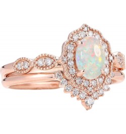 Opal Wedding Ring Sets for Women 1 Carat Oval Opal Bridal Ring Set S925 10k 14k 18k Unique Opal Jewelry 925 Sterling Silver $...