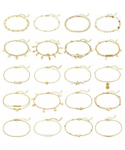 20Pcs Ankle Bracelets for Women Silver Gold Anklet Set Boho Anklets Bracelets Layered Adjustable Chain Beach Barefoot Foot Je...