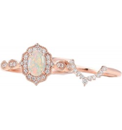 Opal Wedding Ring Sets for Women 1 Carat Oval Opal Bridal Ring Set S925 10k 14k 18k Unique Opal Jewelry 925 Sterling Silver $...