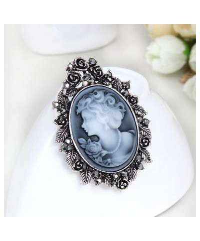 Victorian Black Velvet Lace Cameo Choker Gothic Lady Cameo Necklace&Brooch Pin Gift for Her Brooch 8-Silver $9.51 Necklaces