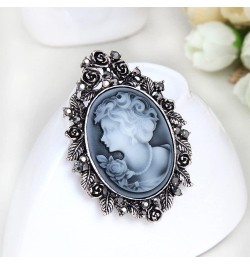 Victorian Black Velvet Lace Cameo Choker Gothic Lady Cameo Necklace&Brooch Pin Gift for Her Brooch 8-Silver $9.51 Necklaces