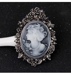 Victorian Black Velvet Lace Cameo Choker Gothic Lady Cameo Necklace&Brooch Pin Gift for Her Brooch 8-Silver $9.51 Necklaces