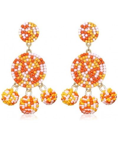 Beaded Earrings Elegant Soriee Dangle Bead Disc Bead 3 Ball Dangle Ear Drop Bead Tassel Earrings for Women Girl white orange ...