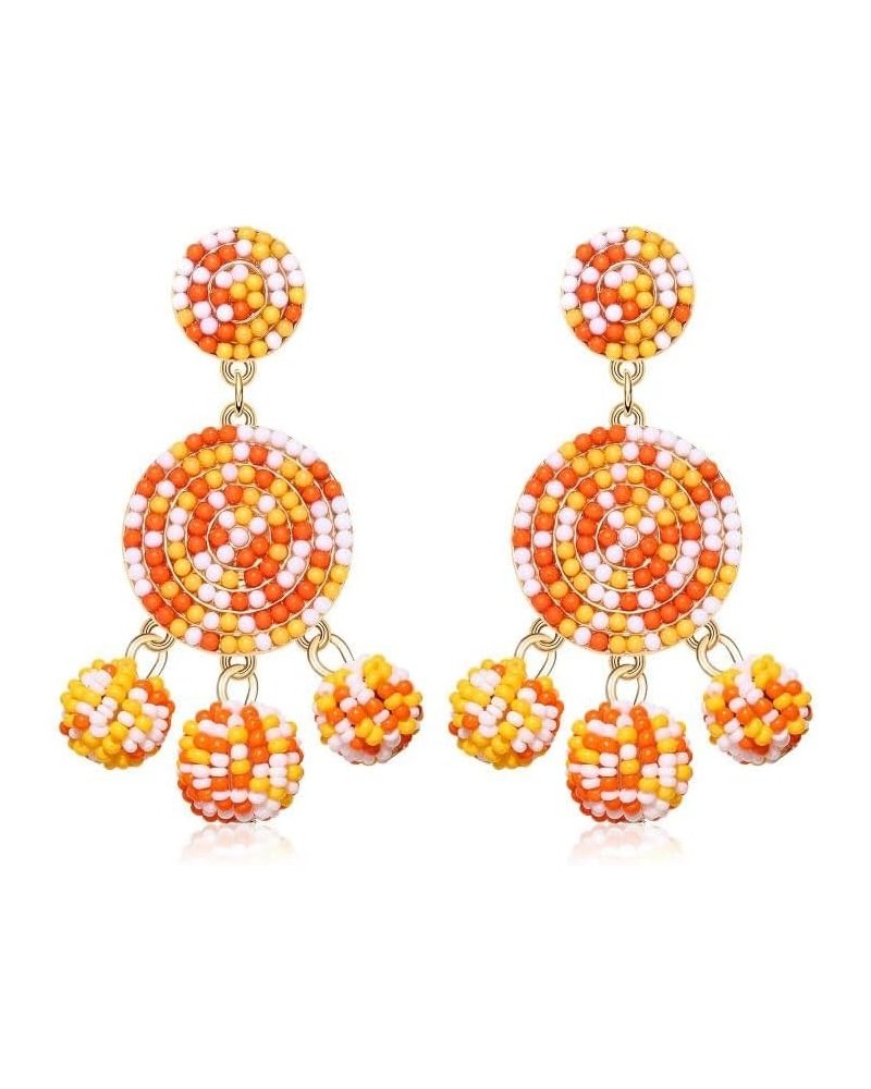 Beaded Earrings Elegant Soriee Dangle Bead Disc Bead 3 Ball Dangle Ear Drop Bead Tassel Earrings for Women Girl white orange ...