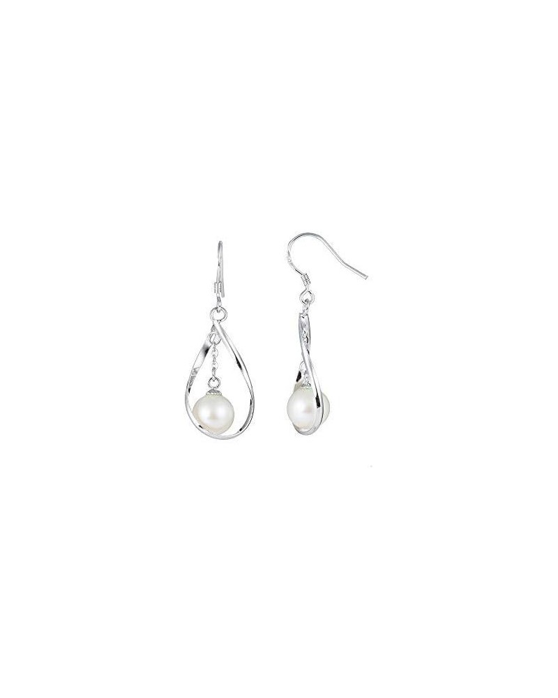 Stunning Sterling Silver & White Freshwater Drop Shape Pearl Earring- 925 $20.64 Earrings