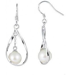 Stunning Sterling Silver & White Freshwater Drop Shape Pearl Earring- 925 $20.64 Earrings