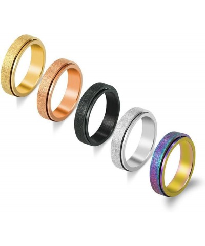 Spinner Ring Spinner Ring Unisex Popular Stress Relieving Sand Blast Finish Anti-anxiety Fidget Ring Band for Daily Dress Cha...