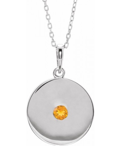 Sterling Silver Citrine Disc Solitaire Necklace (16.2x14.1mm), 16-18 $44.22 Necklaces