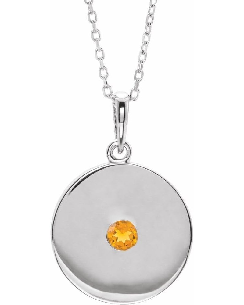 Sterling Silver Citrine Disc Solitaire Necklace (16.2x14.1mm), 16-18 $44.22 Necklaces