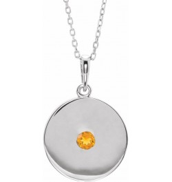 Sterling Silver Citrine Disc Solitaire Necklace (16.2x14.1mm), 16-18 $44.22 Necklaces