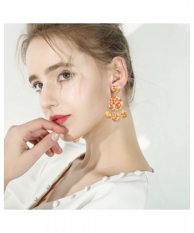 Beaded Earrings Elegant Soriee Dangle Bead Disc Bead 3 Ball Dangle Ear Drop Bead Tassel Earrings for Women Girl white orange ...