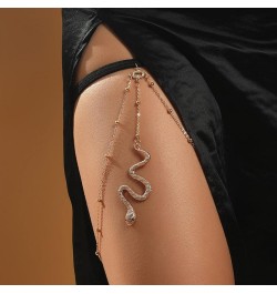 Gold Snake Thigh Chain for Women Snake Pendant Thigh Accessories Beach Boho Style Leg Chain jewelry for Women A：snake thigh c...