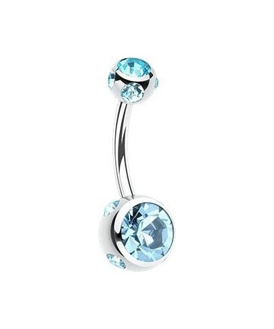 Aurora Gem Ball Steel Belly Button Ring Aqua $9.03 Body Jewelry