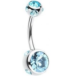 Aurora Gem Ball Steel Belly Button Ring Aqua $9.03 Body Jewelry