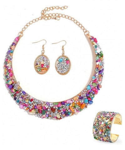 Rhinestone Collar Gold Metal Necklace For Women Statement Collars Necklaces Jewelry accessories Sets 3pcs colorful sets $14.3...