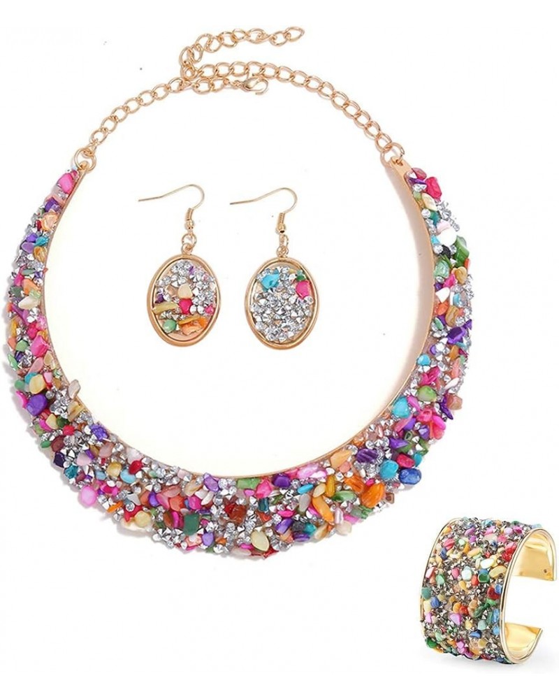 Rhinestone Collar Gold Metal Necklace For Women Statement Collars Necklaces Jewelry accessories Sets 3pcs colorful sets $14.3...