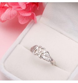 S925 Sterling Silver A Piece of My Heart Lives in Heaven Angel Wing Ring for Women Jewelry Memory of Mom Dad Grandma Grandpa ...