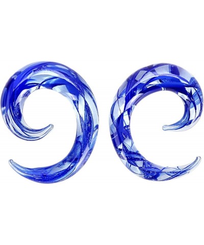 2 PC Glass Ear Tapers Plugs 8G-00G Spiral Gauges Piercing Jewelry Set 8G(3mm) Blue $6.29 Body Jewelry