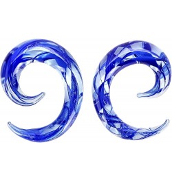 2 PC Glass Ear Tapers Plugs 8G-00G Spiral Gauges Piercing Jewelry Set 8G(3mm) Blue $6.29 Body Jewelry