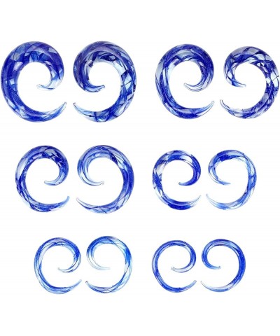 2 PC Glass Ear Tapers Plugs 8G-00G Spiral Gauges Piercing Jewelry Set 8G(3mm) Blue $6.29 Body Jewelry