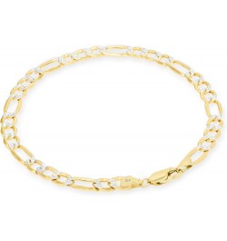 10k Yellow Gold Solid 2.5mm Figaro Chain Link Diamond Cut Pave Two Tone Bracelet or Anklet, Womens Jewelry 7" 7.5" 8" 8.5" 9 ...